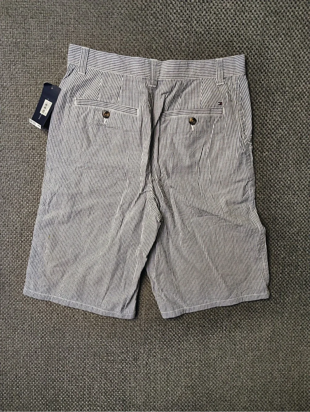 NWT Tommy Hilfiger Boys Shorts Size 18 Blue White Seersucker Pinstripe Y2K New